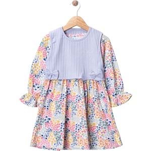 Wow Çiçekli Penye İkili Elbise 1-4 Yaş -450959180 - LİLA