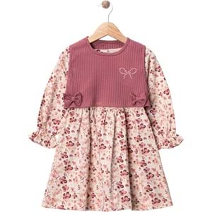 Wow Çiçekli Penye İkili Elbise 1-4 Yaş -450959180 - MOR