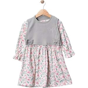 Wow Çiçekli Penye İkili Elbise 5-8 Yaş -450960200 - SU YEŞİLİ