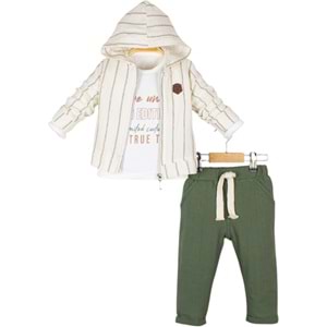 Nono İnce Çizgili Kapşonlu 3 Lü Takım 1-4 Yaş - 447032471 - YEŞİL