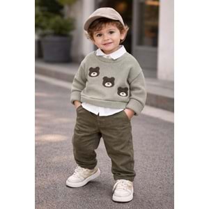 Jolly Pop Örgü Sweatli 3 Lü Erkek Takım 9-24 Aylık -447749715 - YEŞİL