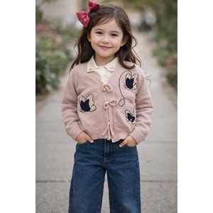 Miss Elitte Triko Ceketli Kelebek Detaylı 3 Lü Kız Takım 10-13 Yaş -450889926 - PEMBE