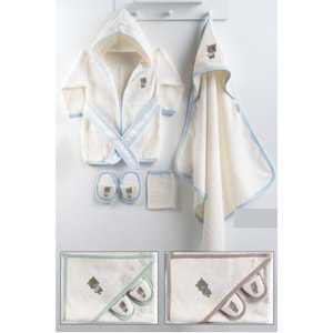 Gaye Bebe Panda Nakışlı Erkek Bornoz Seti -8802645 - KAHVERENGİ