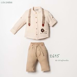 Cocosis Lion Nakışlı Salopetli Gömlekli Takım 6-18 Aylık-2615574 - AÇIK KAHVE