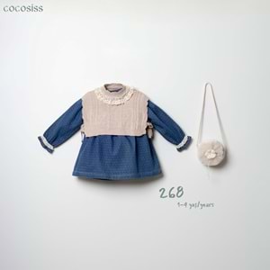 Cocosis İncili Süveterli Çantalı Kız Elbise 1-4 Yaş -268680 - PEMBE