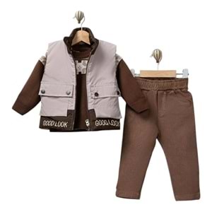 Canöz Bebe Good Look Baskılı Şişme Yelekli Erkek Takım 1-4 Yaş -3718819 - BEJ