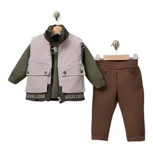 Canöz Bebe Good Look Baskılı Şişme Yelekli Erkek Takım 1-4 Yaş -3718819 - HAKİ YEŞİL