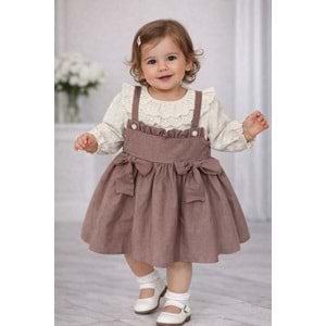 CanÖz Bebe Fırfır Detaylı Kız Elbise 9-24 Aylık-3746245 - KAHVERENGİ