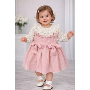 CanÖz Bebe Fırfır Detaylı Kız Elbise 9-24 Aylık-3746245 - PEMBE