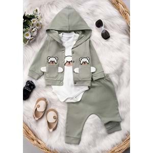 Mini Pakel Ayıcık Desenli Erkek 3 Lü Takım 3-12 Aylık -1481311 - SU YEŞİLİ