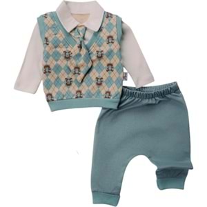 Mini Pakel Süveterli Erkek 3 Lü Takım 3-12 Aylık -1377236 - TURKUAZ