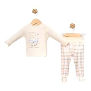 Babycan 9442 Erkek Ekoseli Desenli Üçlü Yenidoğan Takım - MAVİ