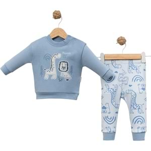Baby Can Zürafa Basklı Erkek 6-12 Aylık Takım -2127191 - MAVİ