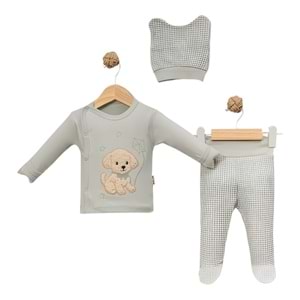 Babycan 9440 Erkek Peluş Köpek Yenidoğan Üçlü Takım - YEŞİL