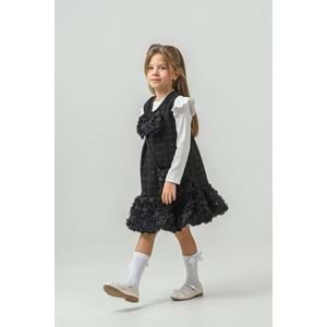 Miss Melinda Kids Eteği Güllü Çantalı Elbise 7-10 Yaş 317520 - SİYAH