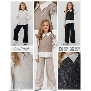 Miss Melinda Kids Pullu Süveterli Kız 3 Lü Takım 5-8 Yaş - 306510 - KREM