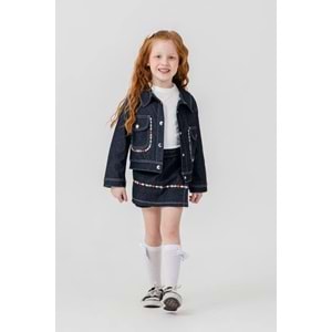 Harby Kids Kız Jeans Likralı Şort Etekli 3 Lü Takım 3-10 Yaş -141580 - MAVİ