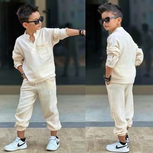 Müslin Gömlekli İkili Erkek Takım 5-14 Yaş -12003550 - BEJ