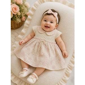 Tufitto Bebe Yaka Müslin Kumaş Elbise 9-24 Aylık -1780300 - PEMBE