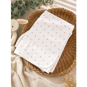 Icon Mısım Minik Kalp Detaylı Raporlu Penye Battaniye Çift Kat 80*90 cm -BA2057170 - PEMBE