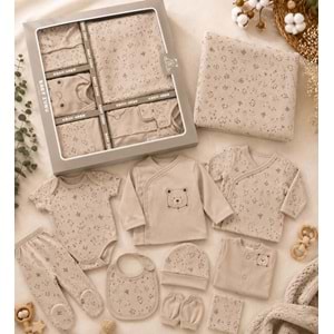 Baby Zuhu Waffle Kumaş Panda Desenli Erkek 10 Lu Hastane Çıkışı 0-3 Aylık -BA3001713 - KAHVERENGİ