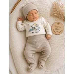 Babycan Erkek Sevimli Hayvanlar Kendinden Eldivenli Yeni Doğan Takım 0-3 Aylık -DÜ9452170 - AÇIK KAHVE