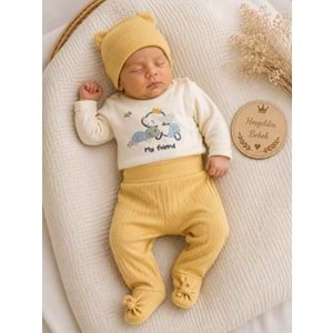 Babycan Erkek Sevimli Hayvanlar Kendinden Eldivenli Yeni Doğan Takım 0-3 Aylık -DÜ9452170 - HARDAL