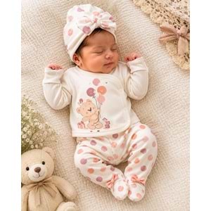 Babycan Balon Baskılı Unisex Yeni Doğan Takım 0-3 Aylık -DÜ9439170 - PEMBE