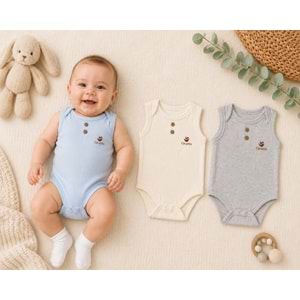 Canario Sıfır Kol Unisex 3 Lü Zıbın Kutuda Set 0-3 Aylık -BA8042227 - MAVİ
