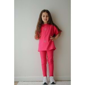Jeliboom Kids Taşlı Taytlı Kız İkili Takım 3-10 Yaş -Lİ6727220 - PEMBE