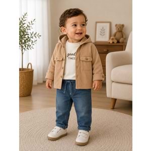 Hippıl Baby Kadife Ceketli Üçlü Takım 1-4 Yaş -BAY7073585 - AÇIK KAHVE