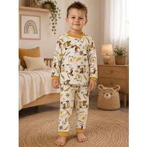 Miniworld Araba Baskılı Sıfır Yaka Erkek Pijama Takımı 3-6 Yaş -BAY17506189 - HARDAL