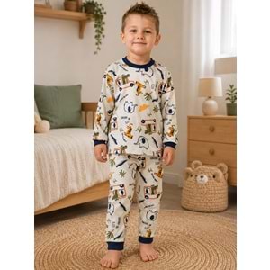 Miniworld Araba Baskılı Sıfır Yaka Erkek Pijama Takımı 3-6 Yaş -BAY17506189 - İNDİGO