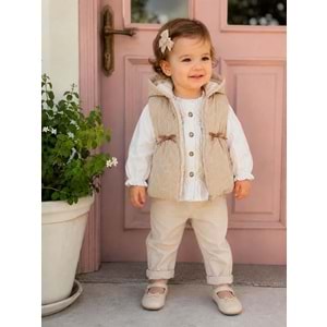 Hippıl Baby Şişme Yeleği Taşlı Gömlekli 3 Lü Kız Takım 1-4 Yaş -BA7091750 - BEJ