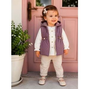 Hippıl Baby Şişme Yeleği Taşlı Gömlekli 3 Lü Kız Takım 1-4 Yaş -BA7091750 - MOR
