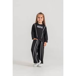 Harby Kids A Pile Şeritli Penye Kız İkili Takım 3-10 Yaş -BA467897500 - SİYAH