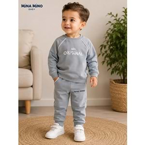Mina Mino Baby Reglan Kol Biyeli Alo Baskılı Erkek İkili Takım 2-5 Yaş -BA465194261 - MAVİ