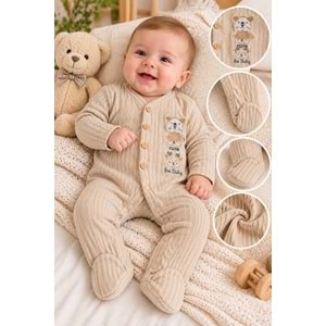 IQ Baby Animals Jakarlı Erkek Tulum 3-9 Aylık -BA1165193 - BEJ