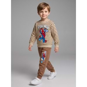 Serenad Kids Baskılı Erkek Penye İkili Takım 3-10 Yaş-JE261151275 - KAHVERENGİ