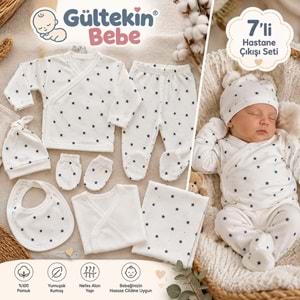 Babymed Yıldız Desenli Erkek 7 Li Hastane Çıkışı -BA167306 - BEYAZ