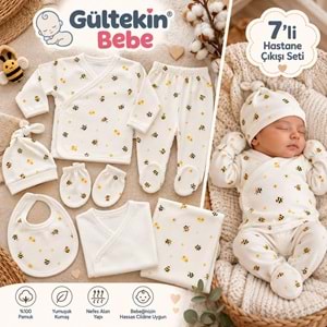 Babymed Arı Desenli Erkek 7 Li Hastane Çıkışı -BA170306 - BEYAZ