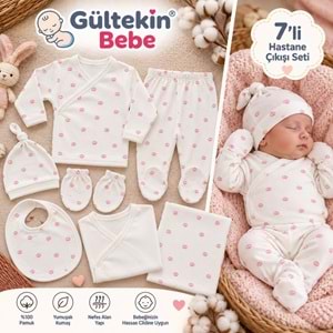 Babymed Taç Desenli Kız Ve Erkek 7 Li Hastane Çıkışı -BA165306 - PEMBE