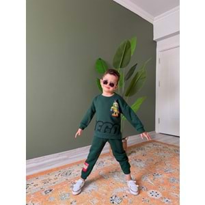 Harby Kids Lego Baskılı Erkek 3 İplik Şardonlu İkili Takım 3-10 Yaş -AL354342 - YEŞİL