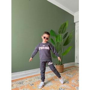 Harby Kids Spıderman Baskılı Erkek 3 İplik Şardonlu İkili Takım 3-10 Yaş -AL321342 - GRİ
