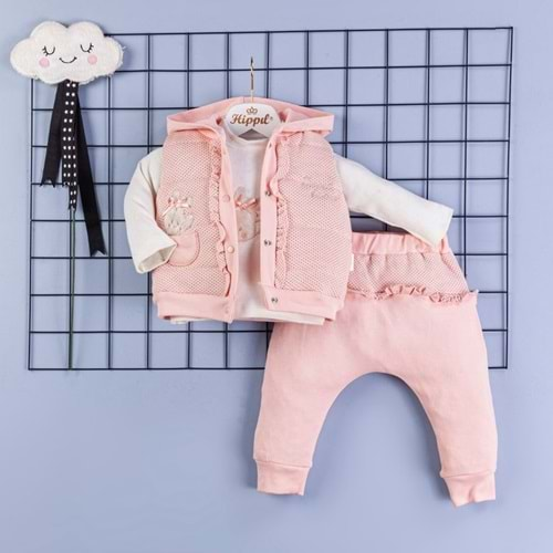 Hippıl Baby 3lü Kız Takım Pudra 0090-2990