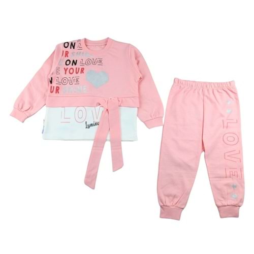 1-3 Yaş Kız İkili Penye Takım Love Luminoso - PEMBE