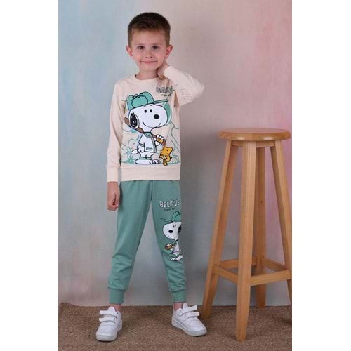 7255-2100 Snopy 2li Eşofman Takım - AÇIK YEŞİL