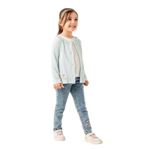 6248-Pampal 6-9 Yaş Ceketli Üçlü Takım - SU YEŞİLİ