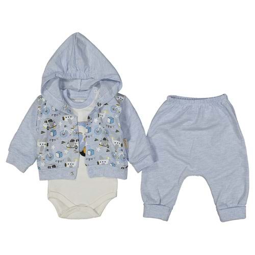 Babyim 3-6-9 Ay Araba Kapşonlu Bebek Takım 1993240 - MAVİ