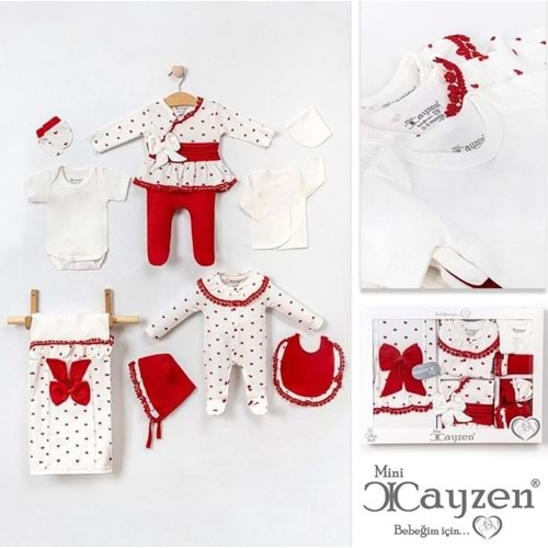 Cayzen Kalpli Dantelli 10 Parça Hastane Çıkışı 3007785 - KIRMIZI